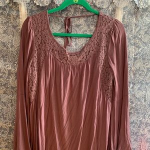 Purple/Mauve Blouse with Bell Sleeves-size Large